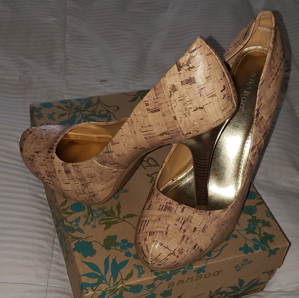 Natural Corkscrew High Heels Size 10